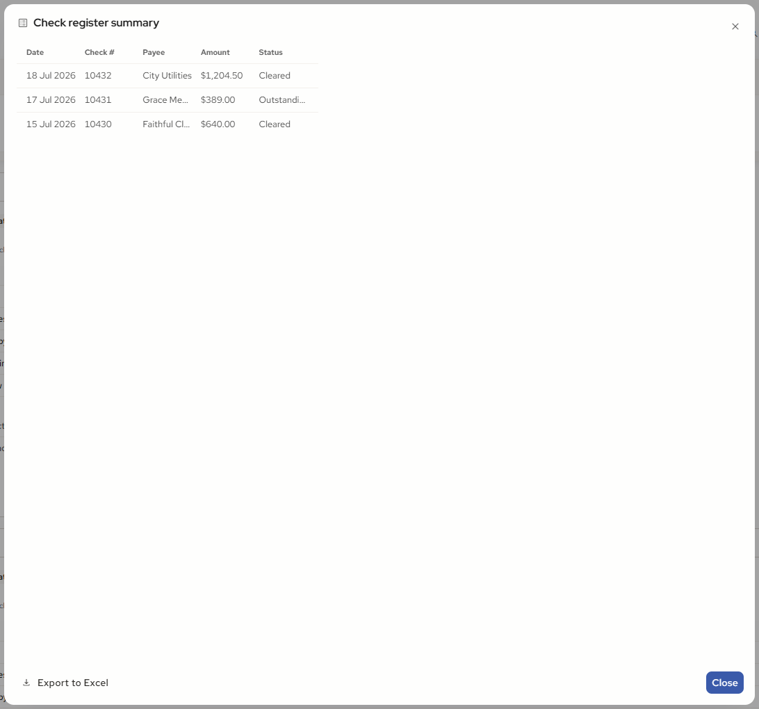 My Status, a query opened: the row leads to the query's own module page.